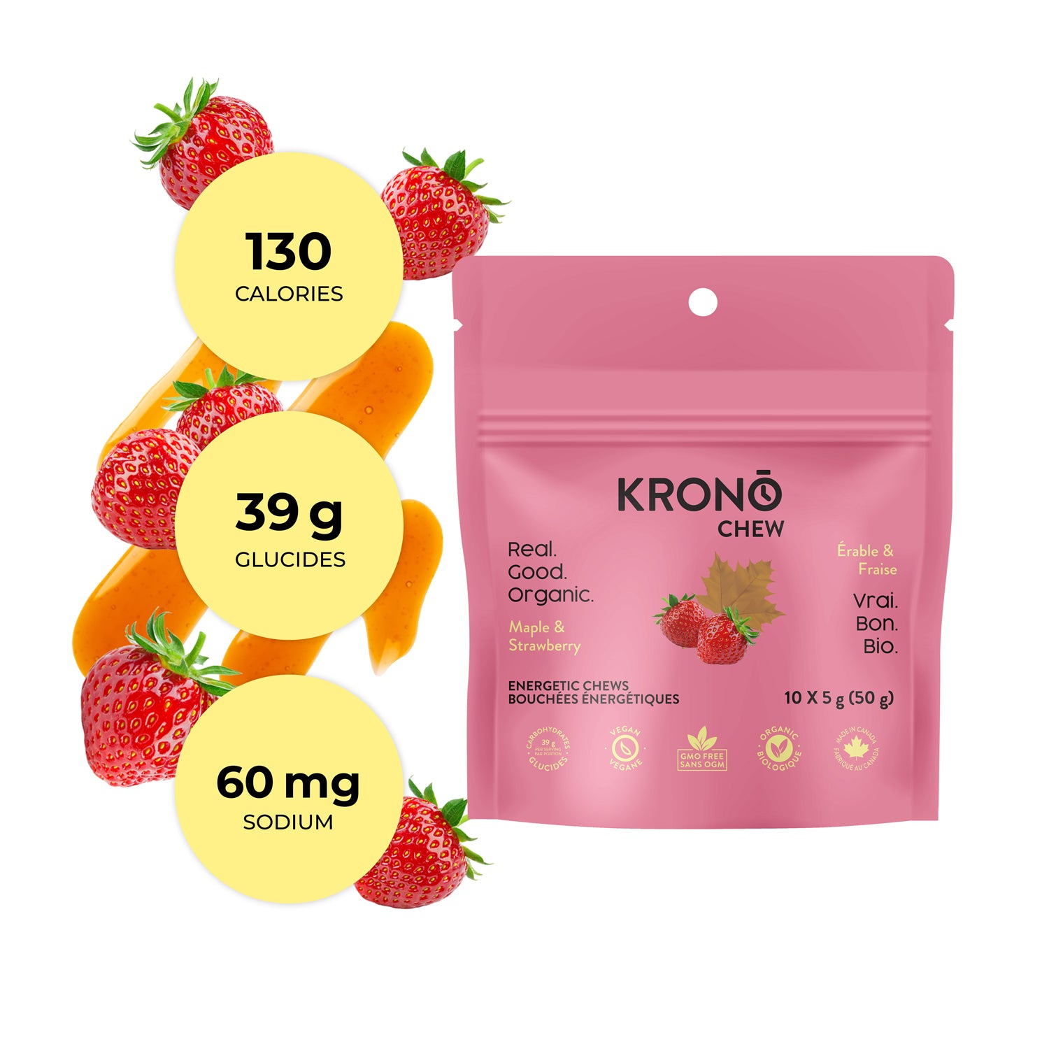 Bouchées énergétiques à la fraise et à l'érable - Boîte de 12 (Précommande – Expédition  la mi-Novembre)