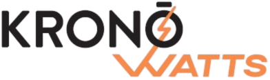 KronoWatts logo with black and orange text on a white background