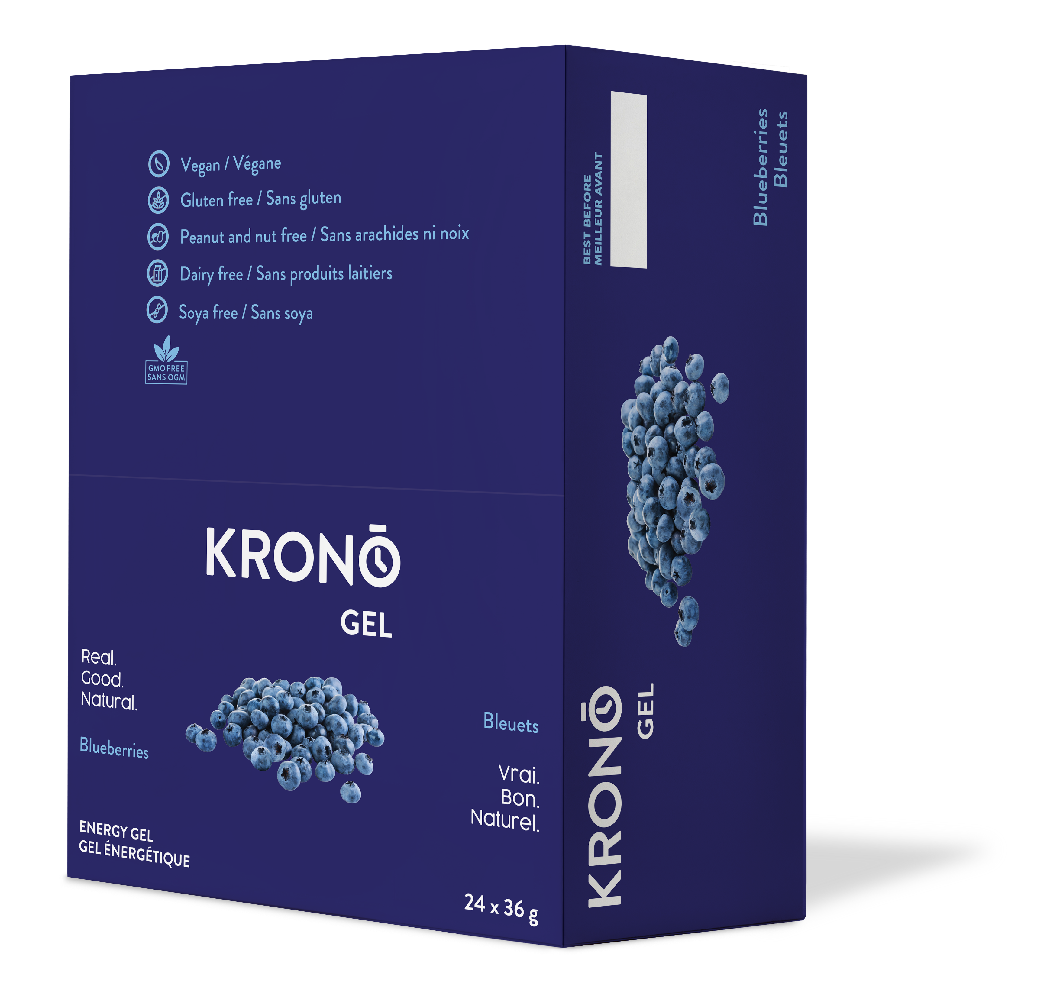 Krono Nutrition blueberries energy gel, in a box of 12