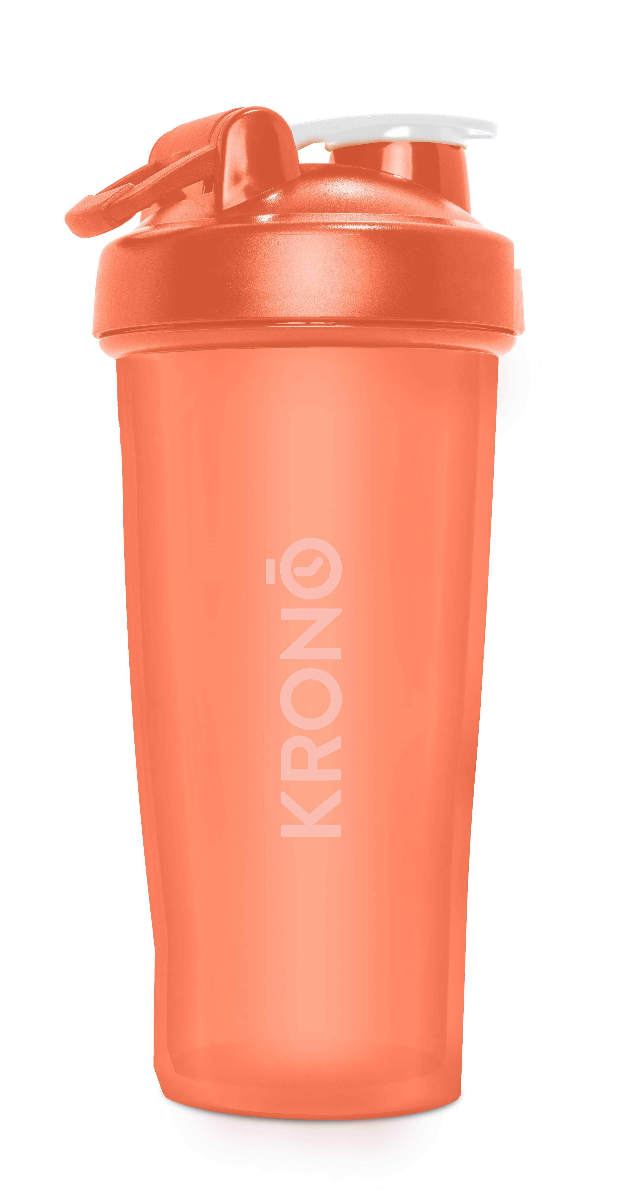 Krono Nutrition peach mixing bottle, front view