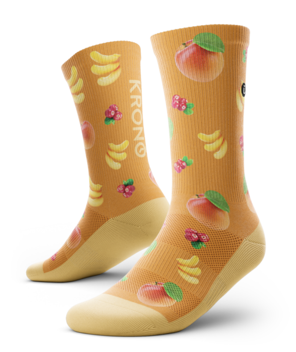 Pair of Krono Nutrition socks OUTWAY, dark apricot and cranberry