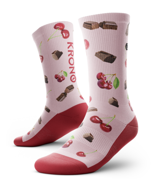 Pair of Krono Nutrition socks OUTWAY, lght cherry and chocolate