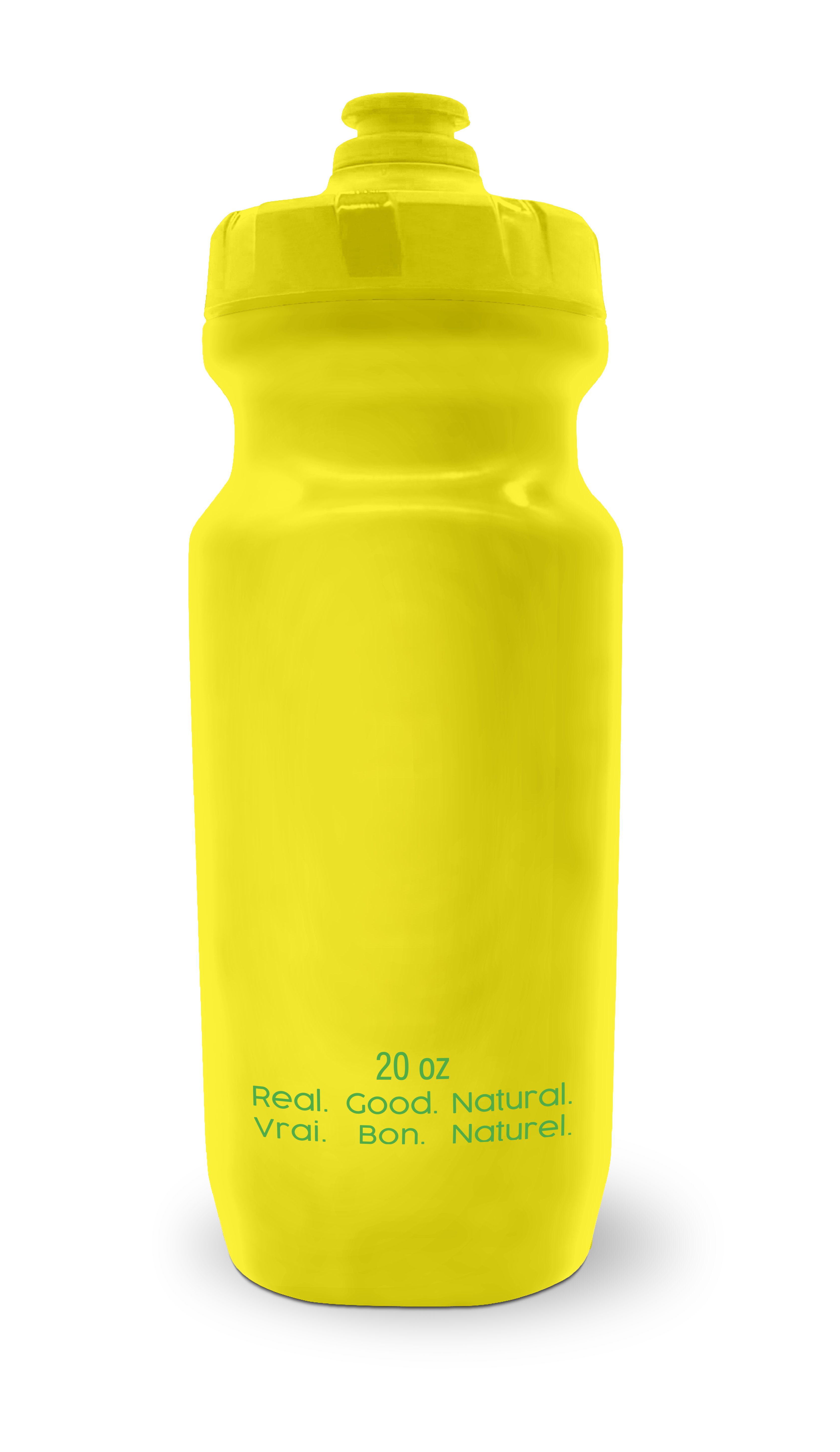 Krono Nutrition yellow water bottle, back view