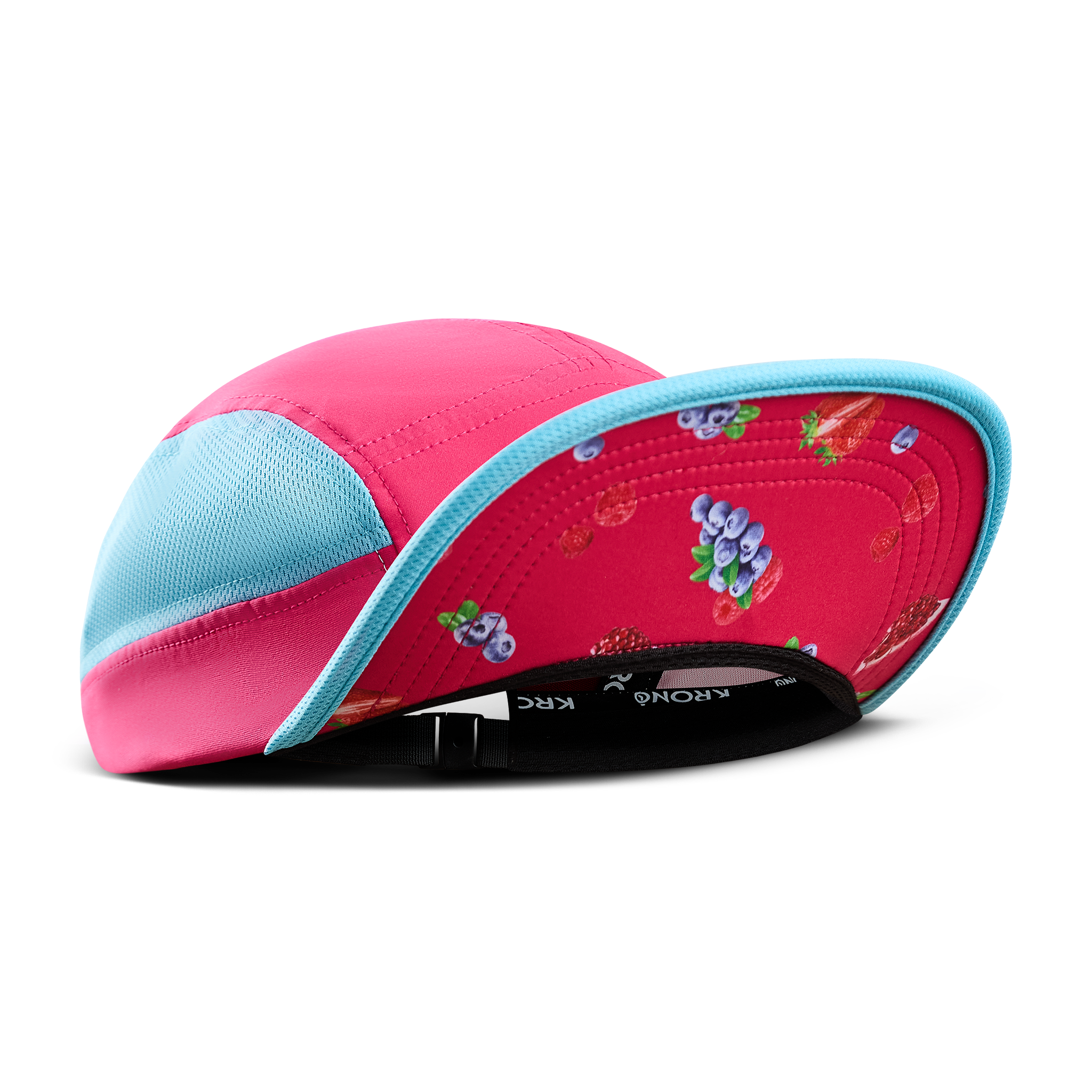 Krono Nutrition berries pomegranate cap, front view, brim up