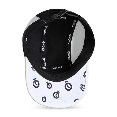 Krono Nutrition black and white cap, view from below