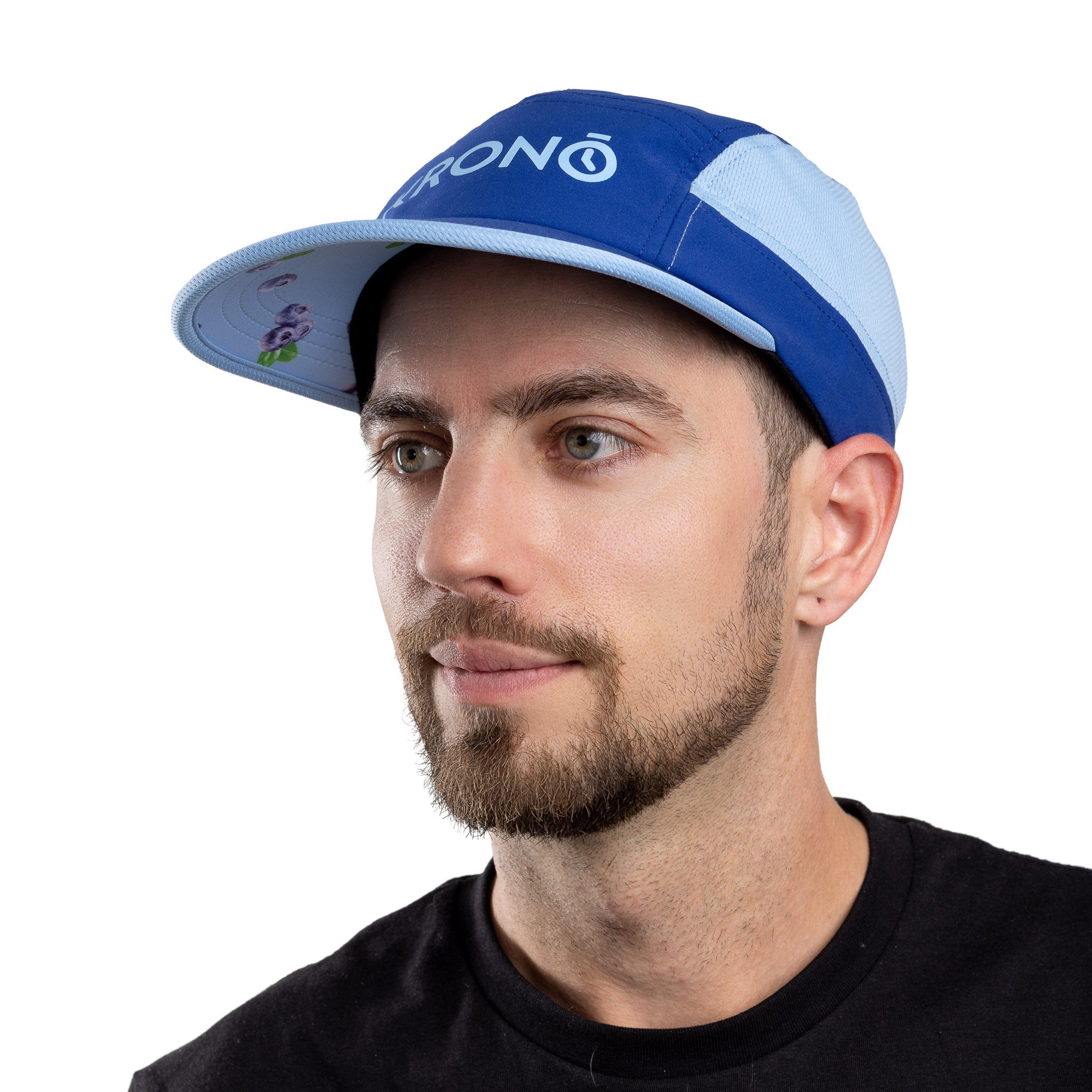 Man wearing Krono Nutrition blueberries cap