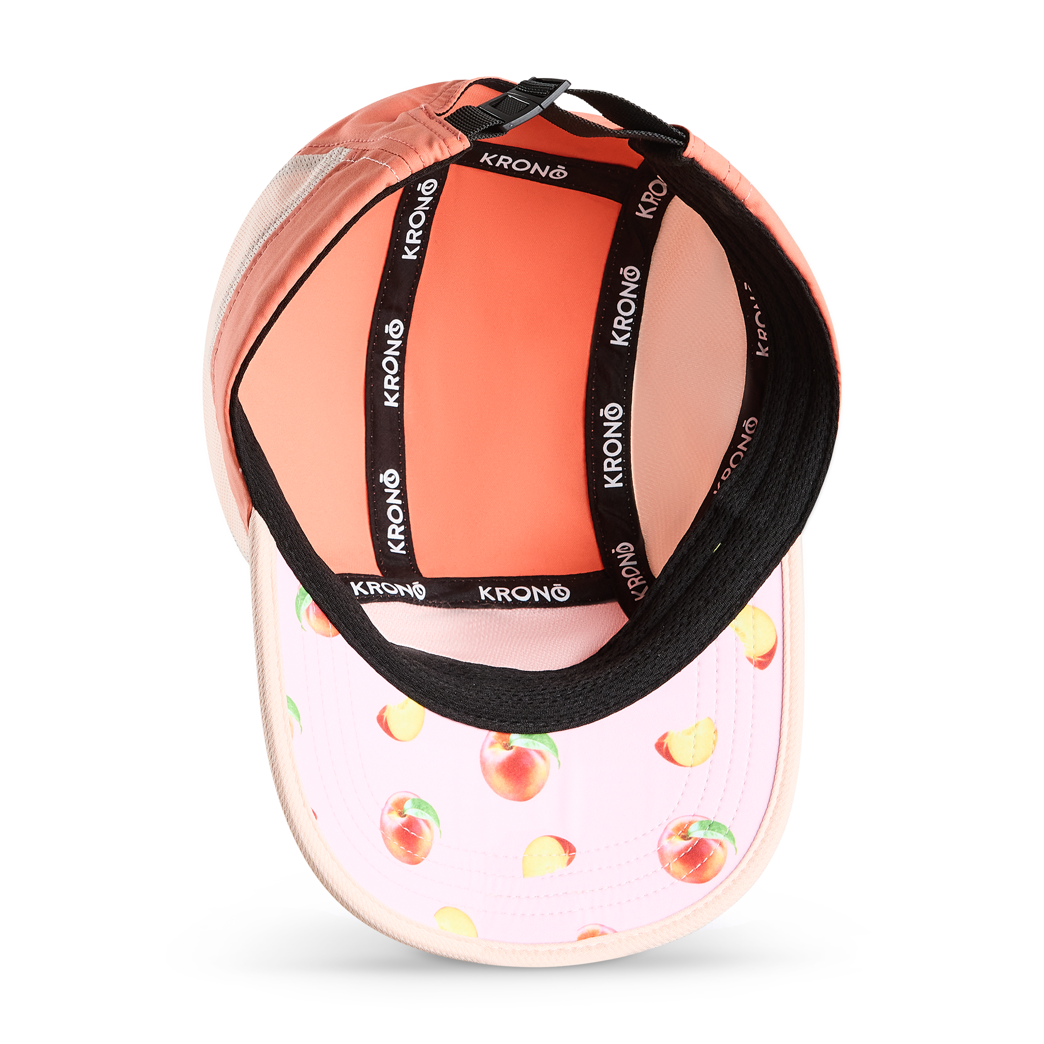 Krono Nutrition peach cap, view from below