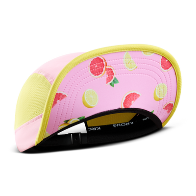 Krono Nutrition pink lemonade cap, front view, brim up