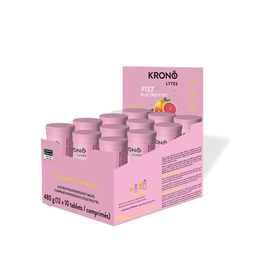 Krono Nutrition pink lemonade effervescent tablets, in a box of 12 tubes