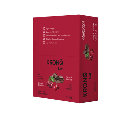 Krono Nutrition cherry and chocolate energy bar, in a box of 12