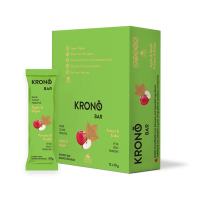 Krono Nutrition maple and apple energy bar, in a box of 12 bars