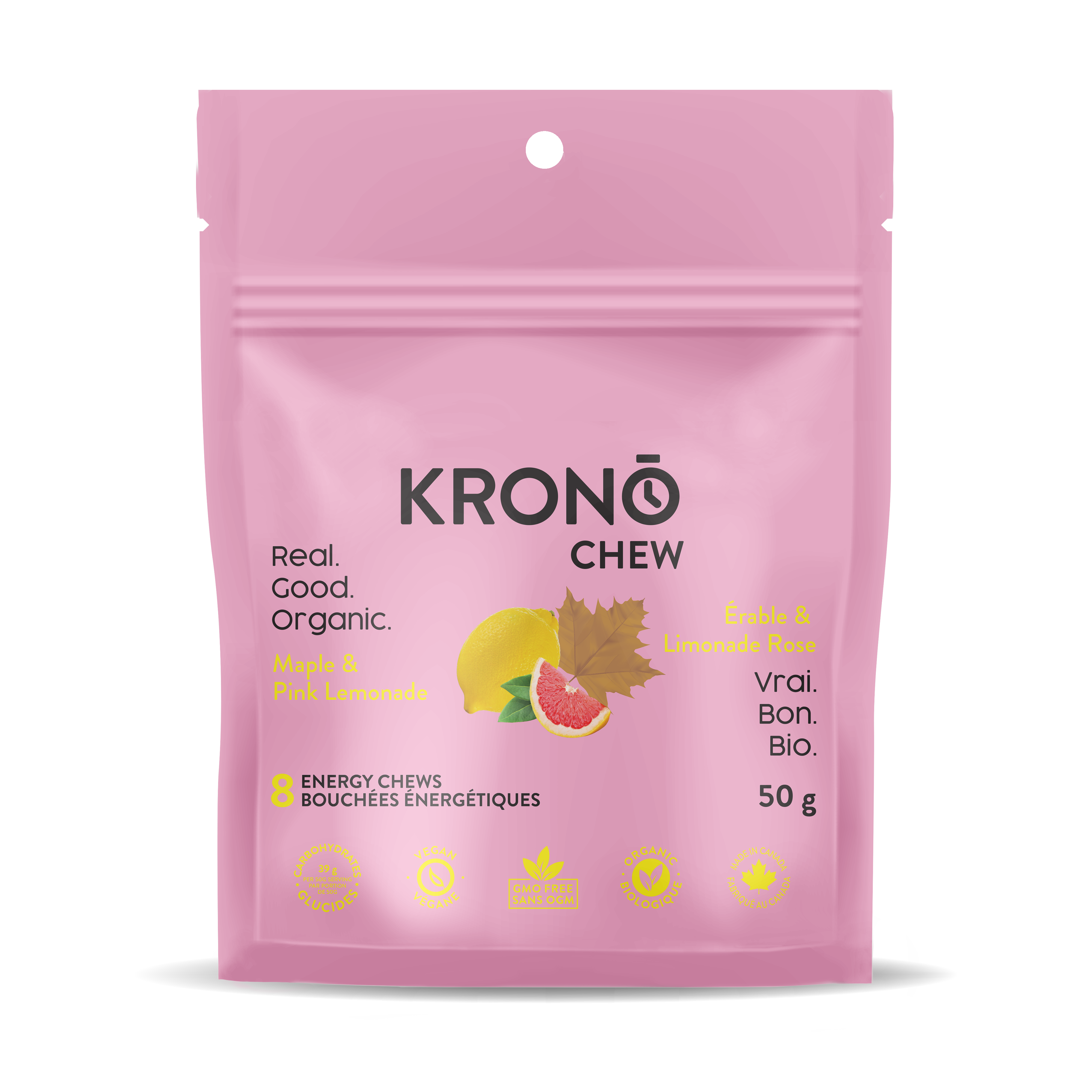 Krono Nutrition maple and pink lemonade energy chews