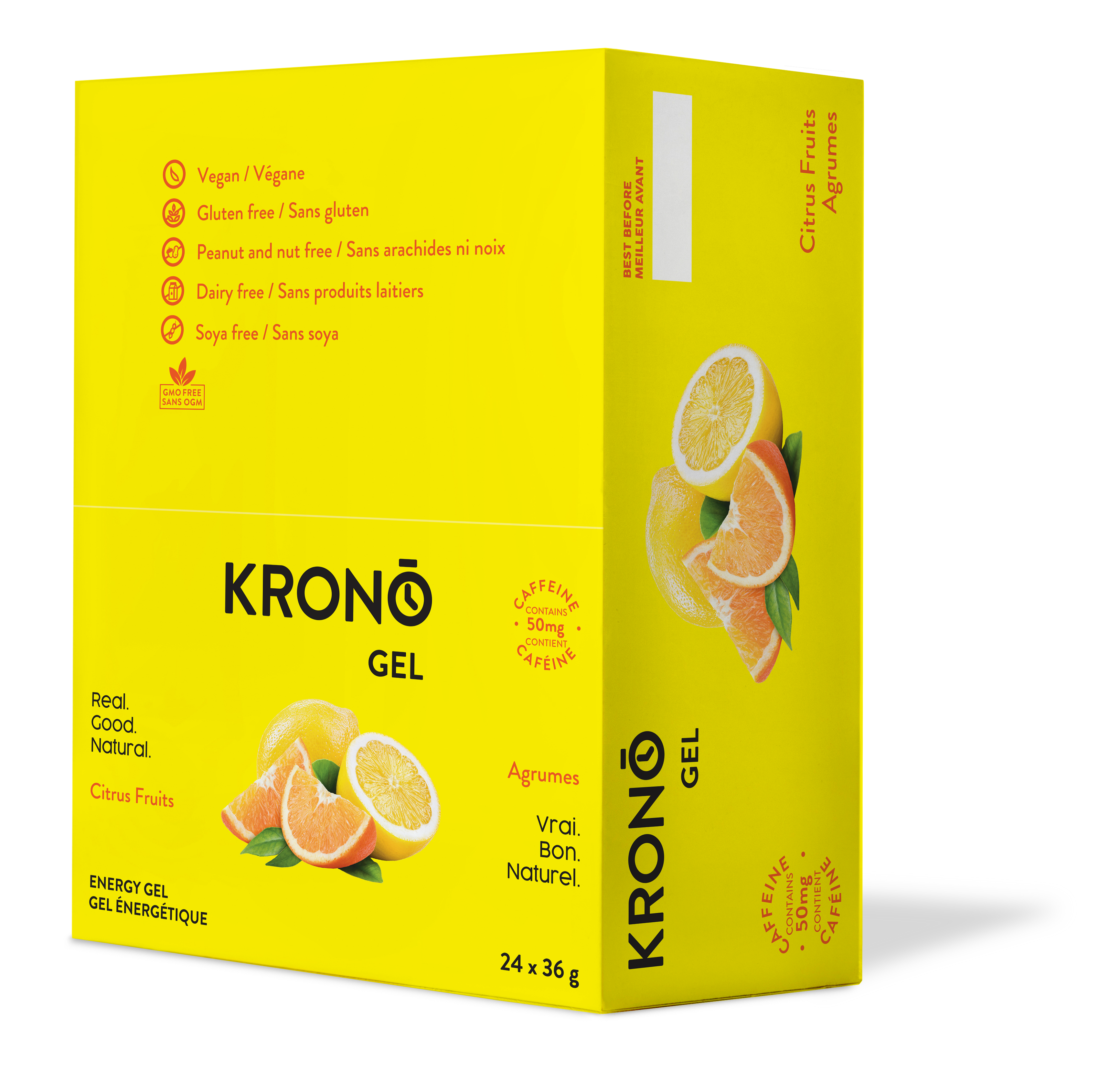 Krono Nutrition citrus fruits energy gel, in a box of 24