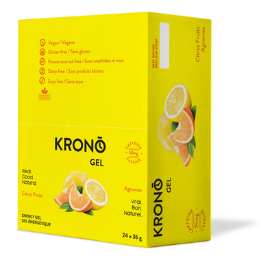 Krono Nutrition citrus fruits energy gel, in a box of 24