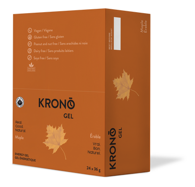 Krono Nutrition maple energy gel, in a box of 24