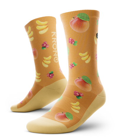 Pair of Krono Nutrition socks OUTWAY, dark apricot and cranberry