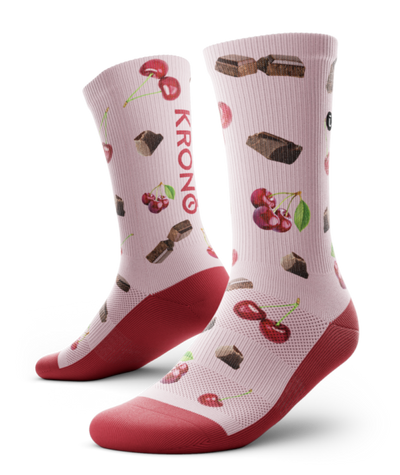 Pair of Krono Nutrition socks OUTWAY, lght cherry and chocolate
