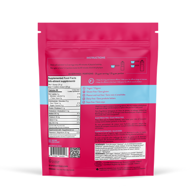 Krono Nutrition berries and pomegranate sport drink mix, 1kg, back view