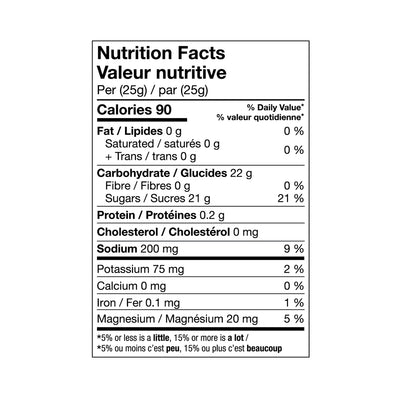 Nutrition facts for Krono Nutrition berries and pomegranate sport drink mix