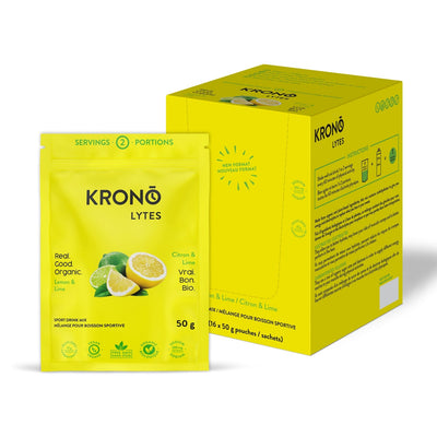 Krono Nutrition lemon and lime sport drink mix, 50g, in a box of 16