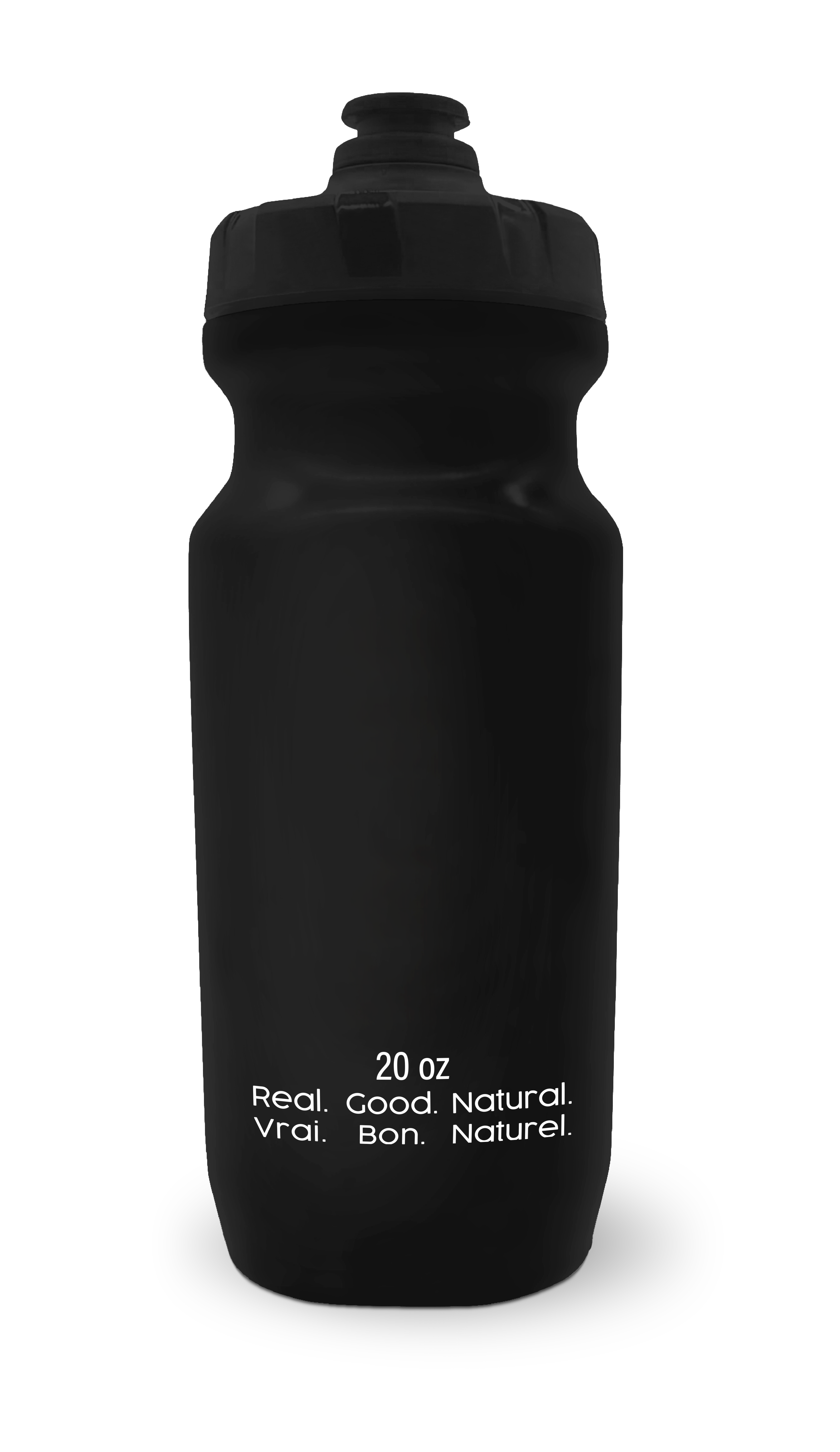 Krono Nutrition black water bottle, back view