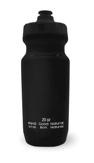 Krono Nutrition black water bottle, back view