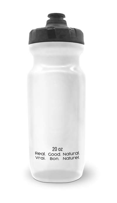 Krono Nutrition clear water bottle, back view