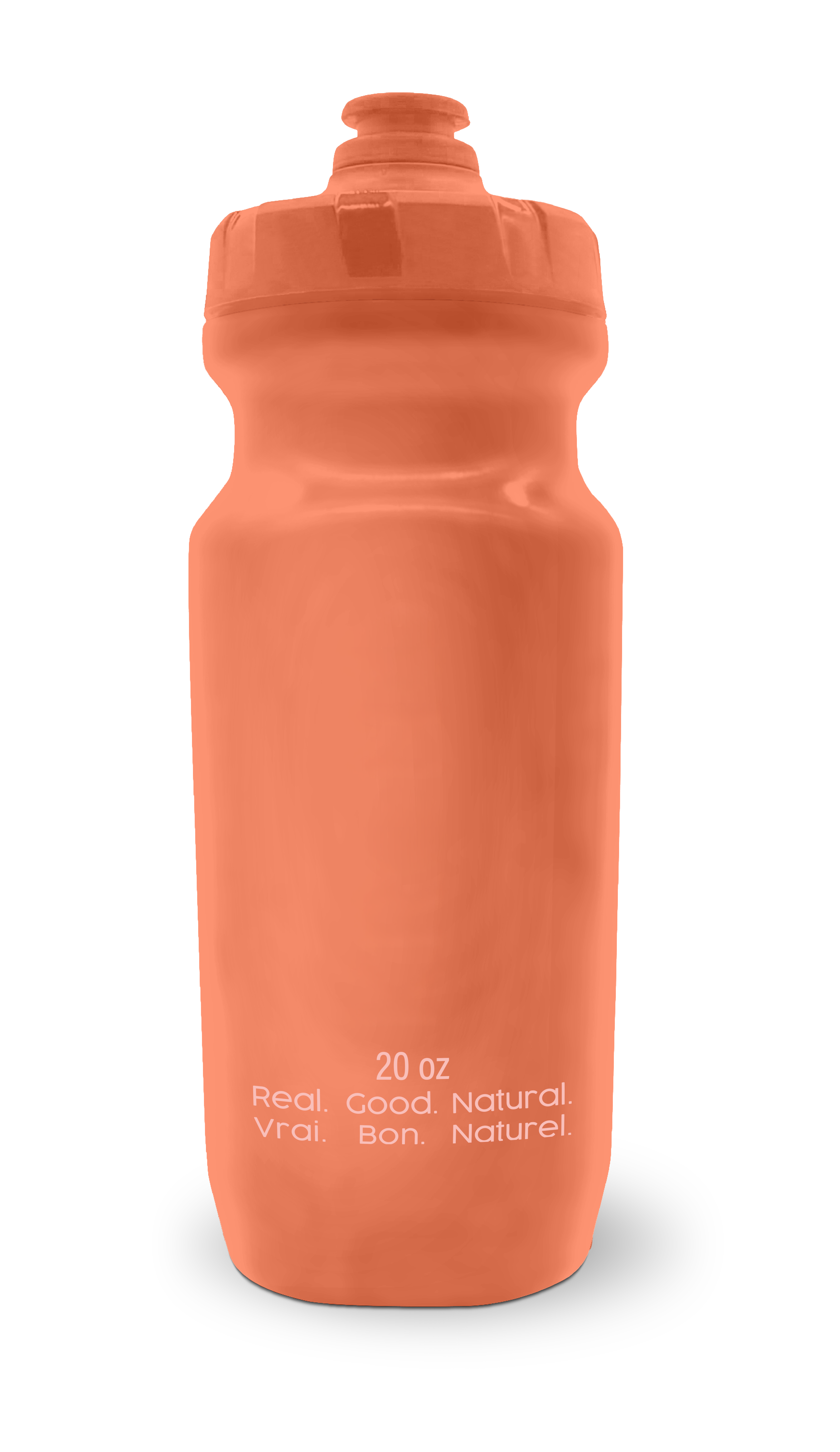 Krono Nutrition peach water bottle, back view