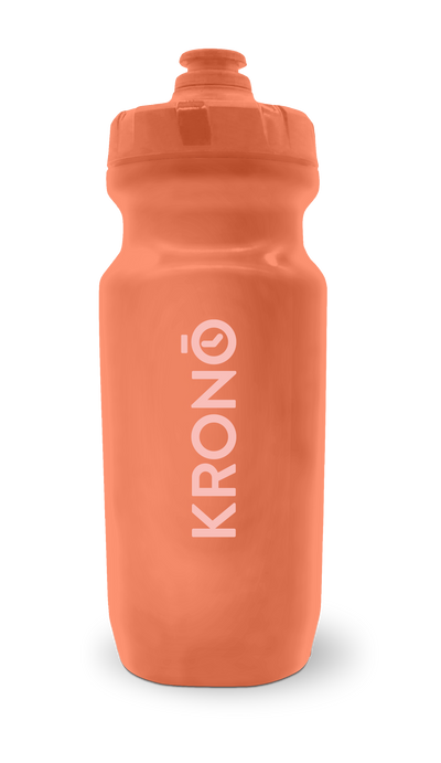 Krono Nutrition peach water bottle, front view