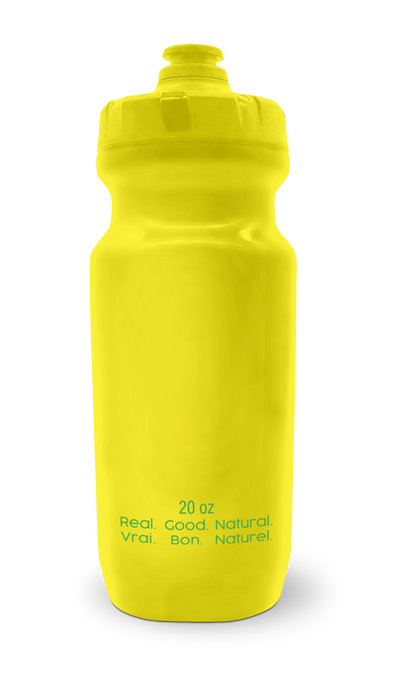 Krono Nutrition yellow water bottle, back view