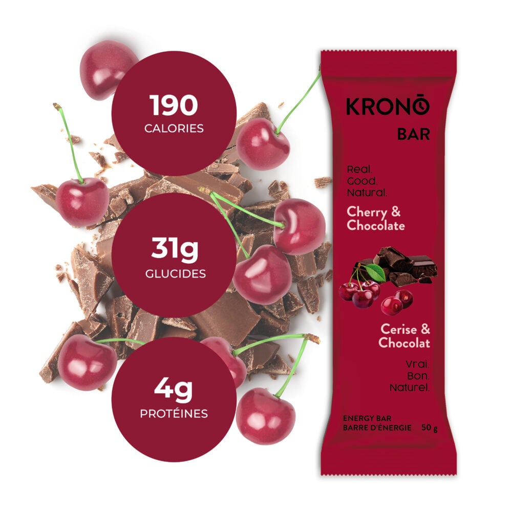 Barre énergétique Cerise et Chocolat avec valeurs nutritionnelles