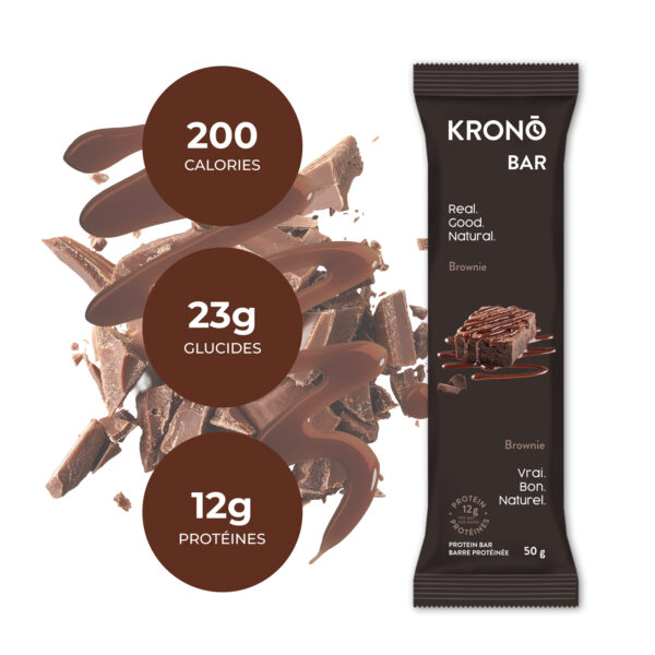 Barre protéinée Krono Bar au brownie avec les indices nutritionnels
